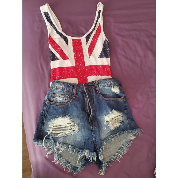 2 for $15 ~ Bodysuit + Denim shorts - Picture 9 of 11